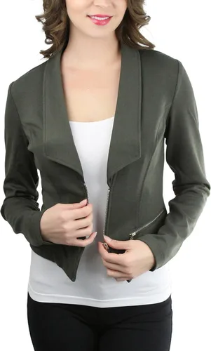 Vista 77 de ToBeInStyle Blazers de manga larga con cremallera y botones para mujer