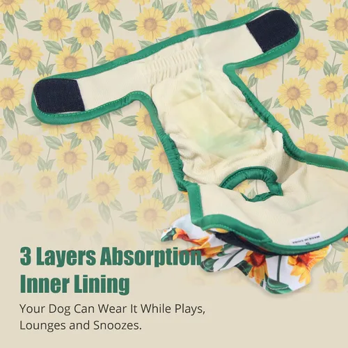 Vista 4 de Langsprit Pañales lavables para perras (paquete de 3) – Pañales reutilizables para perras – Pañales para perras altamente absorbentes para perros