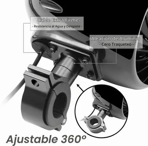 Vista 6 de GoHawk Altavoces de motocicleta Bluetooth Sistema de audio de radio TJ4-Q Negro