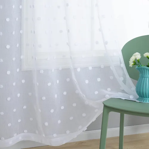 Vista 3 de KOUFALL Pom Pom Cortinas transparentes de puntos
