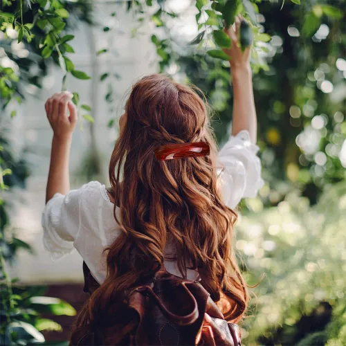 Vista 2 de 6 pasadores de pelo acrílicos retro para mujer, con hilo dorado, rayas grandes, francesas, automáticas, pasadores para cabello grueso, pinzas
