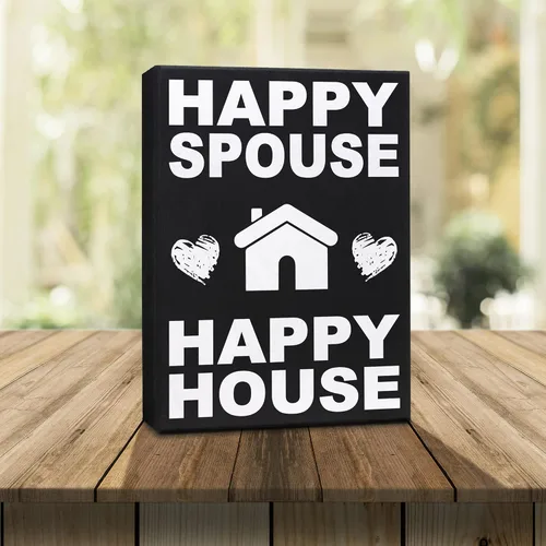 Vista 6 de JennyGems Cartel de Happy Spouse Happy House, regalos divertidos de boda, regalos para parejas, letreros de matrimonio, decoración para parejas