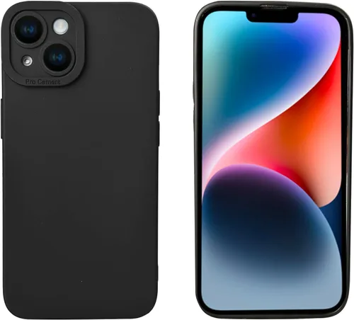 Vista 3 de LOOKSEVEN Funda para iPhone 13, carcasa trasera de goma TPU de silicona negra compatible con iPhone 13 (6.1 pulgadas)