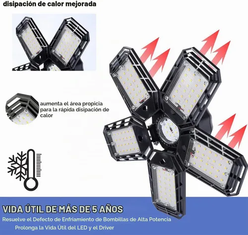 Vista 3 de Luces LED de garaje, diseño deformable con paneles ajustables, 150 W, 15000 lúmenes, 6500 K, base de tornillo E26/E27, iluminación súper brillante