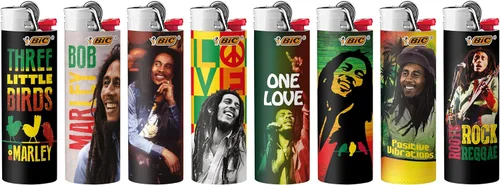 Vista 2 de BIC Maxi encendedor de bolsillo, edición especial, colección Bob Marley, varios diseños únicos de encendedores, paquete de 8 encendedores Arte