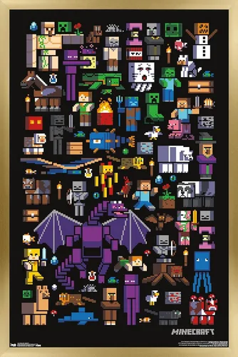 Vista 10 de Trends International Minecraft - Póster de pared de Mobbery, 14.725 x 22.375 pulgadas, versión con marco de madera tipo granero