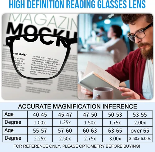 Vista 5 de Lightweight Reading Glasses Men Women Square Spring Hinges Readers 1.00 1.25 1.50 1.75 2.00 2.25 2.50 2.75 3.00