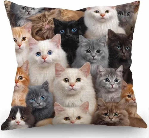 Vista 5 de Swono Funda de almohada decorativa de bulldog francés, Boston Terrier de lino y algodón, para exteriores, funda de cojín cuadrada estándar