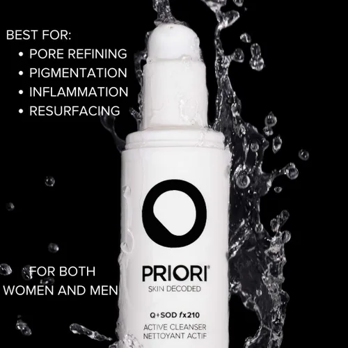 Vista 2 de PRIORI Skincare Limpiador facial activo con CoQ10 para limpieza profunda, refinación de poros, hidratante antioxidante, lavado facial con ácido