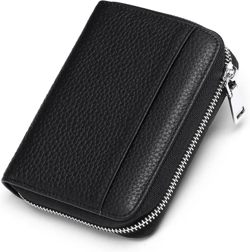 Vista 12 de SENDEFN Cartera de cuero para mujer, con bloqueo RFID, pequeñas carteras compactas, titular de la tarjeta de crédito con ventana de identificación