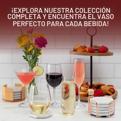 Vista 6 de Copas vino inastillable sin pie - 100% tritán - resistente, reutilizable, seguras para lavavajillas, Transparente
