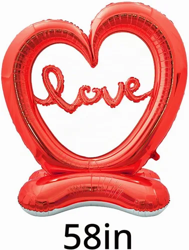 Vista 2 de Soochat Globo gigante de corazón para el día de San Valentín, globos de papel de aluminio, aniversario, boda, día de San Valentín, cumpleaños