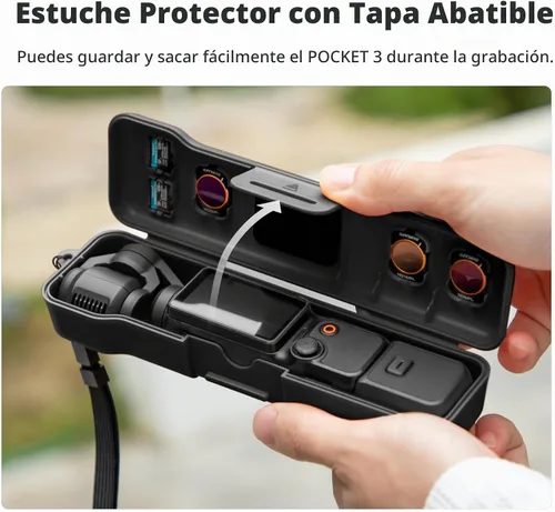 Vista 3 de Funda protectora con cordón compatible con Osmo Pocket 3 Funda de protección completa de plástico Funda de transporte de viaje para bolsillo 3