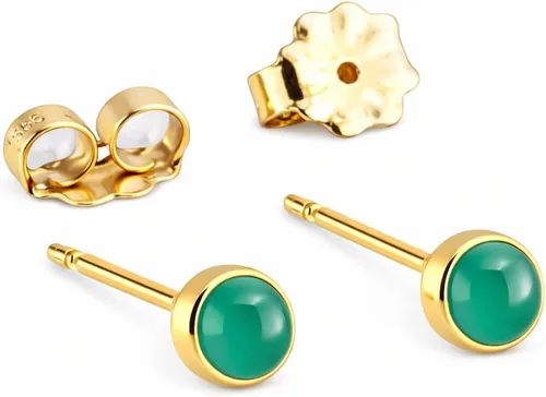 Vista 10 de Juego de aretes pequeños de oro con bisel, bola para cartílago, tragus, hélice, múltiples joyas hipoalergénicas de piedra natal para mujer