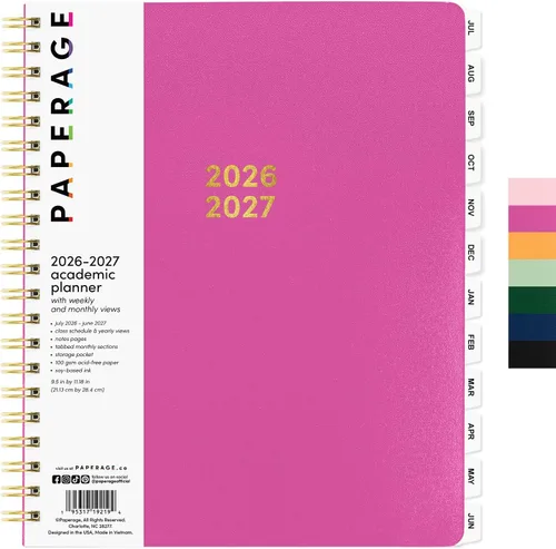 Vista 20 de PAPERAGE Agenda académica, agenda semanal y mensual y calendario, 12 meses, julio de 2026 a junio de 2027, (9.5 x 11 pulgadas), agenda de Negro