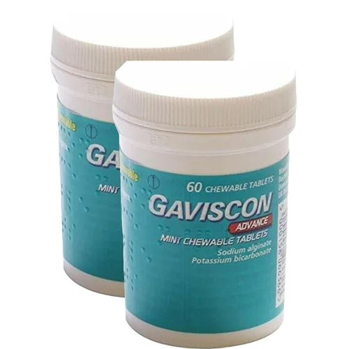 Vista 2 de Gaviscon Advance - Tabletas masticables de menta, 60 unidades, paquete de 2