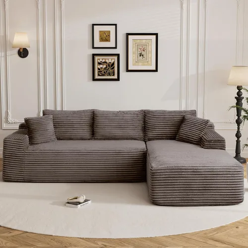 Vista 13 de Sofás seccionales de nube deshuesada de 95 pulgadas para sala de estar, cómodo y esponjoso sofá de espuma viscoelástica en forma de L, sofá modular