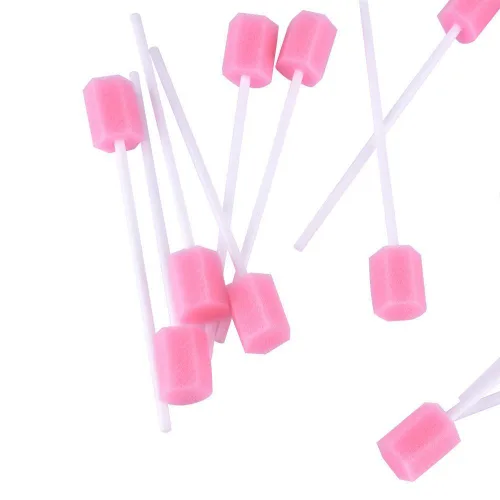 Vista 5 de Hisopos de limpieza dental desechables para cuidado bucal Esponja hisopos 100pcs/set (rosa)