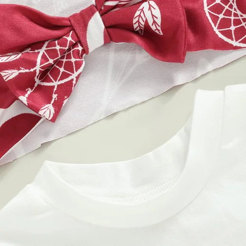 Vista 3 de Mandizy Ropa para bebé recién nacida, ropa de verano con estampado de vaquera occidental, camiseta de manga corta, pantalones cortos con diadema, 3