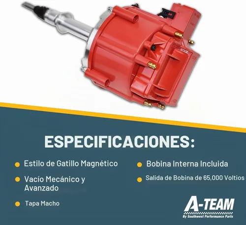 Vista 6 de A-Team Performance AMC/Jeep Straight 6 232 3.8L & 258 4.2L 65K COIL Red Cap HEI Completo Distribuidor One Wire