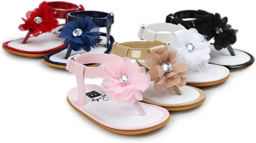 Vista 6 de COSANKIM Sandalias para bebé niña con suela de goma para verano, para exteriores, para cuna, zapatos de vestir