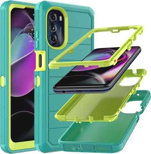 Vista 9 de YmhxcY Funda para Moto G 5G 2022 (sin protector de pantalla) con funda duradera de 3 capas a prueba de caídas, a prueba de golpes, funda de goma