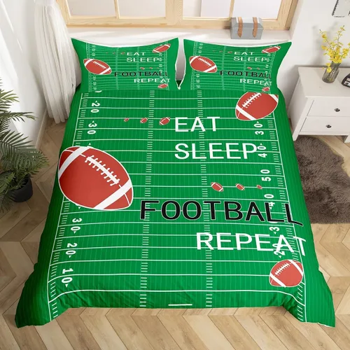 Vista 31 de jejeloiu Juego de ropa de cama de fútbol para niños, tamaño individual, juego de funda de edredón de fútbol para niños y niñas, funda de edredón