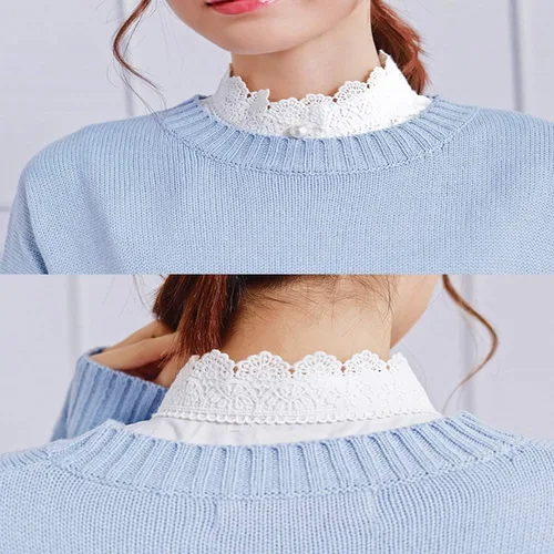 Vista 6 de SUZALA Collar falso de encaje, cuello falso desmontable para mujer, cuello falso para blusa, suéter