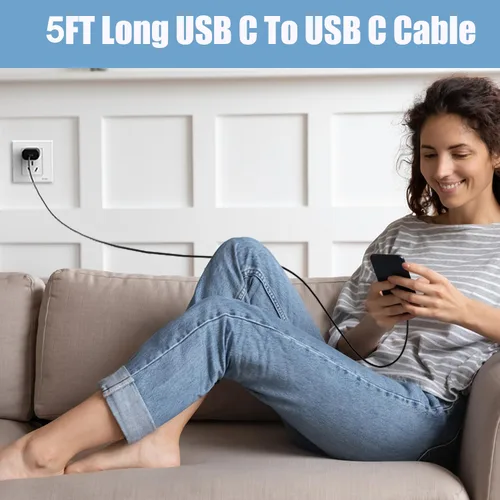 Vista 5 de Kit de cargador súper rápido tipo C, bloque de cargador de teléfono Android PD de 25 W PD USB C y cable de carga C de 5 pies, cable de carga rápida