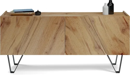 Vista 18 de Mobili Fiver, Emma - Aparador de 4 puertas con patas blancas, roble rústico, fabricado en Italia Madera rústica con patas blancas