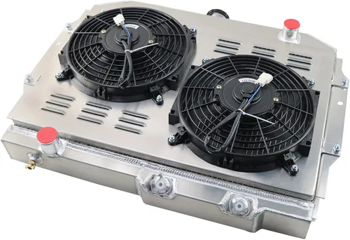 Vista 3 de Radiador de 3 filas compatible con AMC Rambler/Javelin AMX/SST/DPL V8 1959 1960 1965 1967 1969 1970 1972 Radiador de aluminio+ ventilador