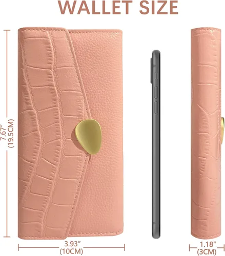 Vista 6 de MACWAVE Carteras para mujer de cuero con bloqueo RFID para mujer, bolso largo de embrague para teléfono, chequera, organizador de múltiples