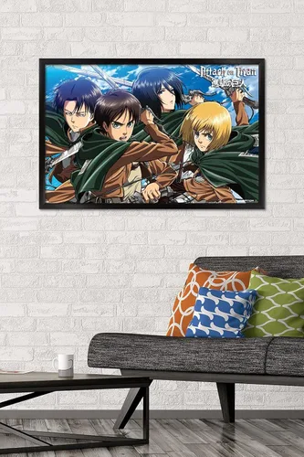 Vista 2 de Trends International Póster de pared Ataque a las espadas de los titanes, 22.375 x 34 pulgadas Versión con marco negro