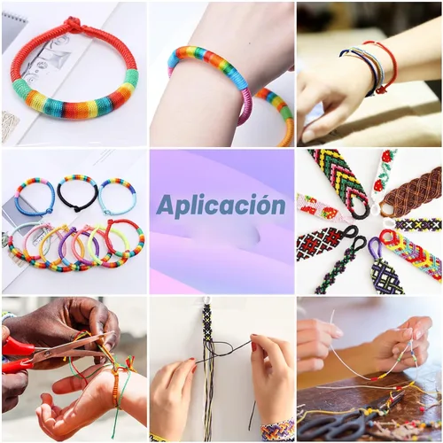 Vista 3 de Cridoz 20 rollos de hilo encerado para hacer pulseras, cordón de hilo encerado para pulseras, cordón de poliéster encerado para pulseras