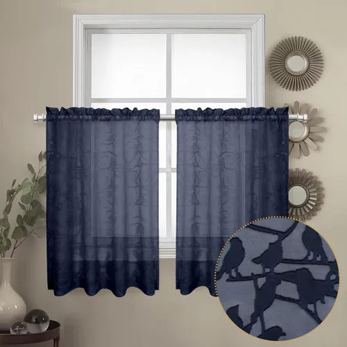 Vista 11 de OVZME Anji Clip Voile Sheer Tiers RD 2X30X36 Negro