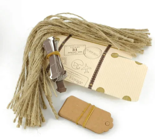 Vista 6 de Faylapa 50pcs Maleta Favores Cajas Vintage Tema de Viaje Cajas de Caramelos