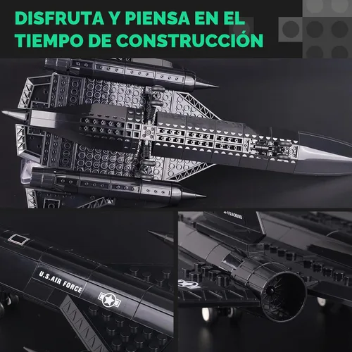 Vista 5 de ArtorBricks SR-71 - Juego de construcción militar de avión Blackbird de reconocimiento con soporte de exhibición, kit de modelo de 183 piezas