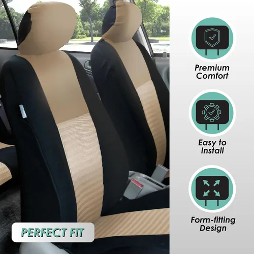 Vista 2 de FH Group Fundas de asiento de automóvil 3D de malla de aire con elegancia moderna, compatibles con bolsa de aire y listas para separar, juego