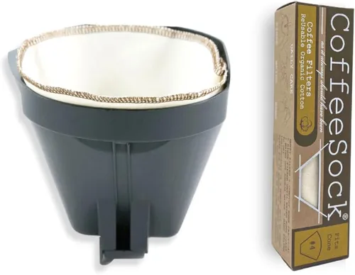 Vista 11 de CoffeeSock Filtros de café reutilizables, filtro de cono #6 y vertido (2 filtros), filtros de café de algodón natural orgánico fabricados