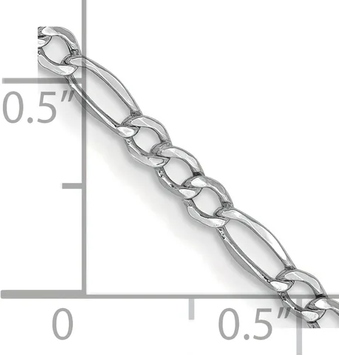 Vista 2 de Pulsera de oro blanco de 14 quilates de 0.098in con cadena Figaro de 10.0in