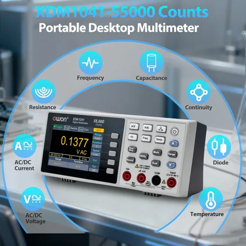 Vista 2 de Multímetro XDM1041, multímetro digital con voltaje CA/CC y medición de corriente hasta 1000 V y 10 A, multiprobador, instrumento electrónico