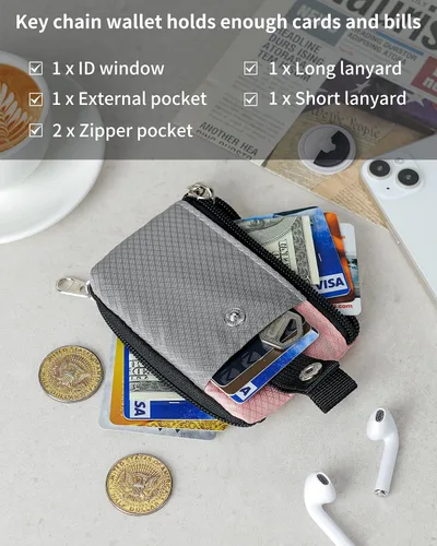 Vista 4 de Cartera minimalista para hombre y mujer, Gris+Rosa claro, Classic
