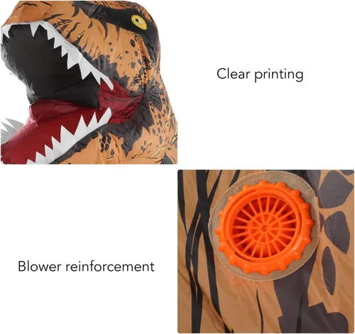 Vista 6 de Disfraz de dinosaurio, disfraz inflable de dinosaurio con costuras reforzadas para cosplay divertido