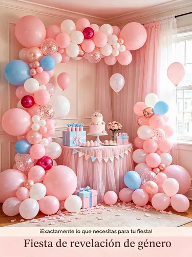 Vista 6 de Globos rosa claro, 125 piezas de diferentes tamaños de 8, 12, 10, 5 pulgadas, kit de arco de globos rosa pálido pastel para princesa, cumpleaños