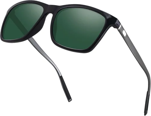 Vista 9 de Gafas de sol polarizadas de aluminio cuadrado del templo de la primavera de las gafas de sol polarizadas del marco Lente negra/marco negro plateado