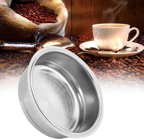 Vista 2 de Filtro de café de acero inoxidable, 2.008 in de una sola capa de acero inoxidable para máquina de café, filtro de filtro apto para DeLonghi, filtro