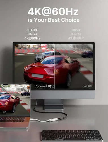 Vista 2 de JSAUX Adaptador USB C a HDMI, adaptador USB tipo C a HDMI hembra de 4K a 60 Hz [para Thunderbolt 3] para iPhone 15 Pro, MacBook Pro/Air, Surface