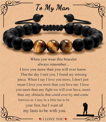 Vista 30 de Pulsera de regalos para hombres para papá hijo mi hombre novio marido hermano nieto abuelo papá bonus sobrino tío cumpleaños día del padre