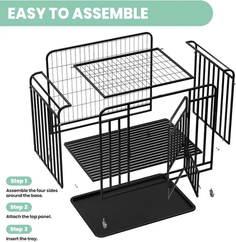 Vista 3 de 42 Inch Escape-Proof Dog Crate with Double Door, Heavy Duty Indestructible Dog Cage, Secure Kennel for Strong Dogs, for High Anxiety Dogs, XXL