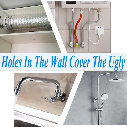 Vista 7 de 4 piezas autoadhesivas de pared dividida de brida cubierta de tubería de acero inoxidable placa redonda de 1.06 pulgadas para tuberías de agua